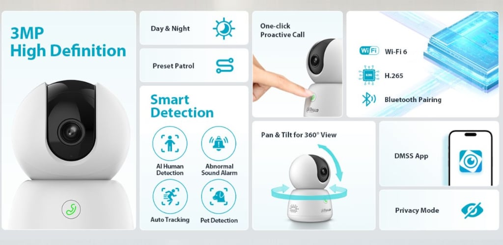 3MP Indoor Fixed-focal Wi-Fi Pan & Tilt Network